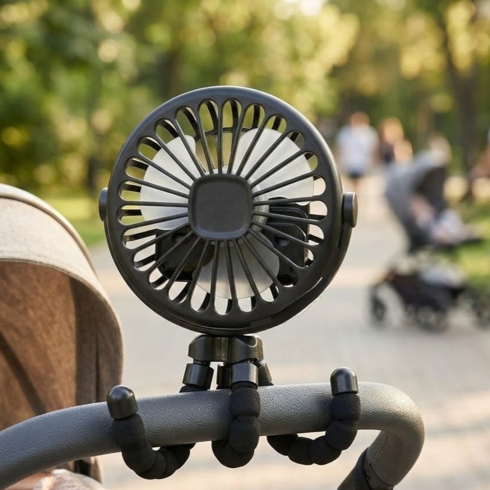 Portable Octopus Tripod Fan with Handle Three-speed Adjustable Personal Handheld Fan USB-rechargeable Compact Fan with LED Light and Phone Holder Silent Cooling Essential for Travel, Camping and Office Use - Image 4