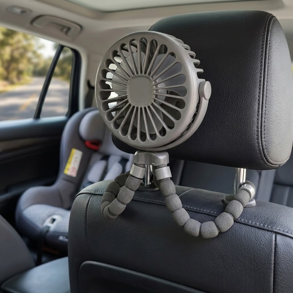 Portable Octopus Tripod Fan with Handle Three-speed Adjustable Personal Handheld Fan USB-rechargeable Compact Fan with LED Light and Phone Holder Silent Cooling Essential for Travel, Camping and Office Use - Image 9