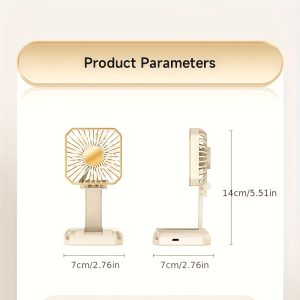 Portable Mini Fan - USB Rechargeable Quiet Small Fan, Handheld/Halter/Desktop/Phone Stand Fan for Travel, Office & Outdoor