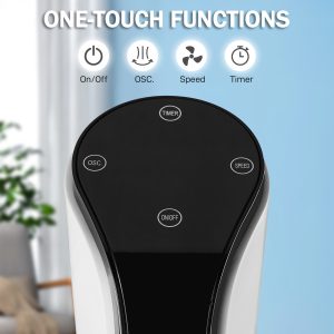 42 inches cylindrical without water tank electronic display/ button control plastic body all-copper motor black and white tower fan home use 3 gears 3 modes 12-hour timer