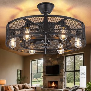 Six-head Enlarged Iron Mesh Fan Light, Pole-mounted/ceiling-mounted