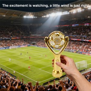 Portable USB-Powered Rechargeable Handheld Fan Suitable for Soccer Fans - Soccer Trophy Design Desk & Neck Fan, USB Rechargeable Cooling Device for, Office, Travel, Gift for Sports Enthusiasts, USB for