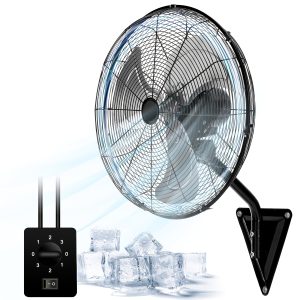 24inch IIndustrial Wall Mount Fan 8690 CFM High-Velocity Airflow Heavy Duty Outdoor 3-Speed Oscillating Fan with Adjustable Tilt for Offices, Sheds Workshop, Garage Pati