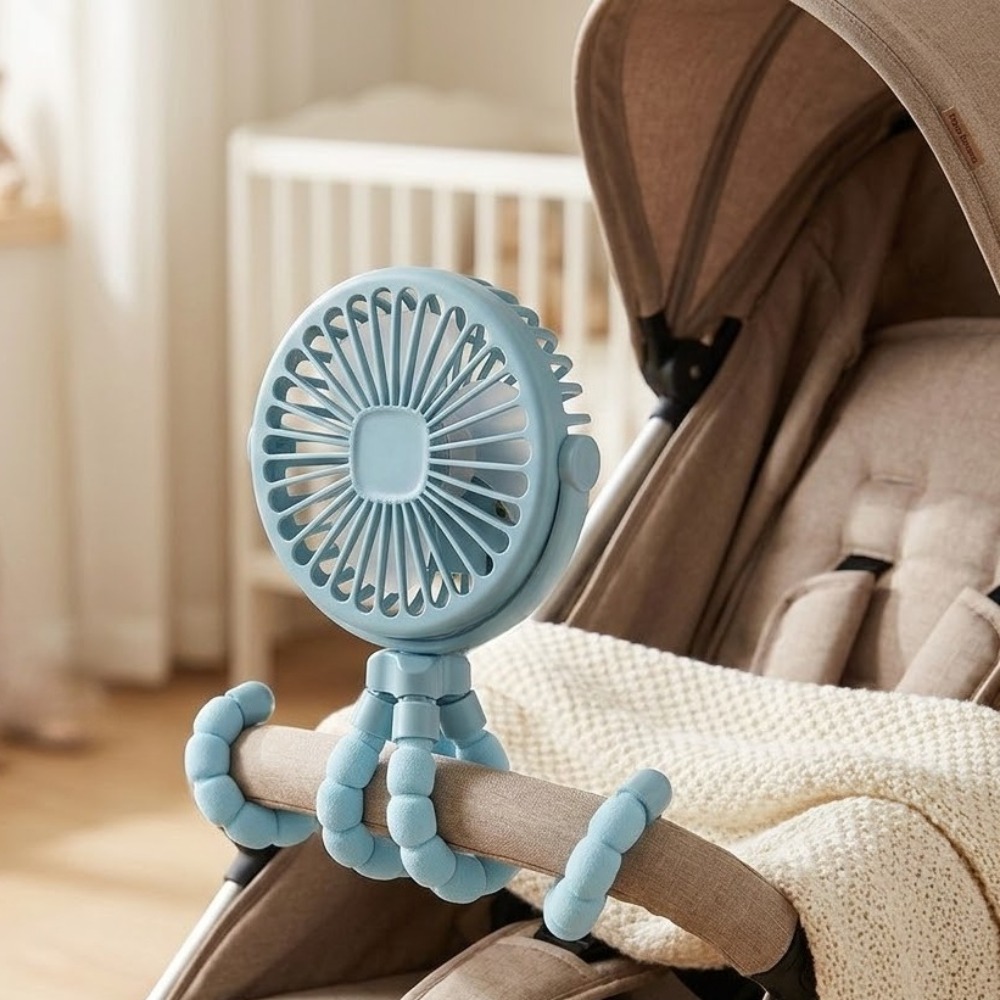 Portable Octopus Tripod Fan with Handle Three-speed Adjustable Personal Handheld Fan USB-rechargeable Compact Fan with LED Light and Phone Holder Silent Cooling Essential for Travel, Camping and Office Use - Image 5